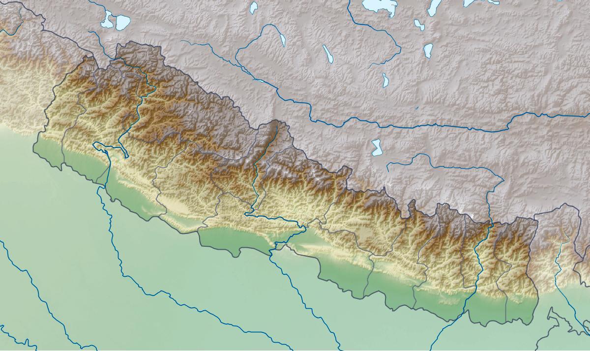 Karta över fysiska nepal