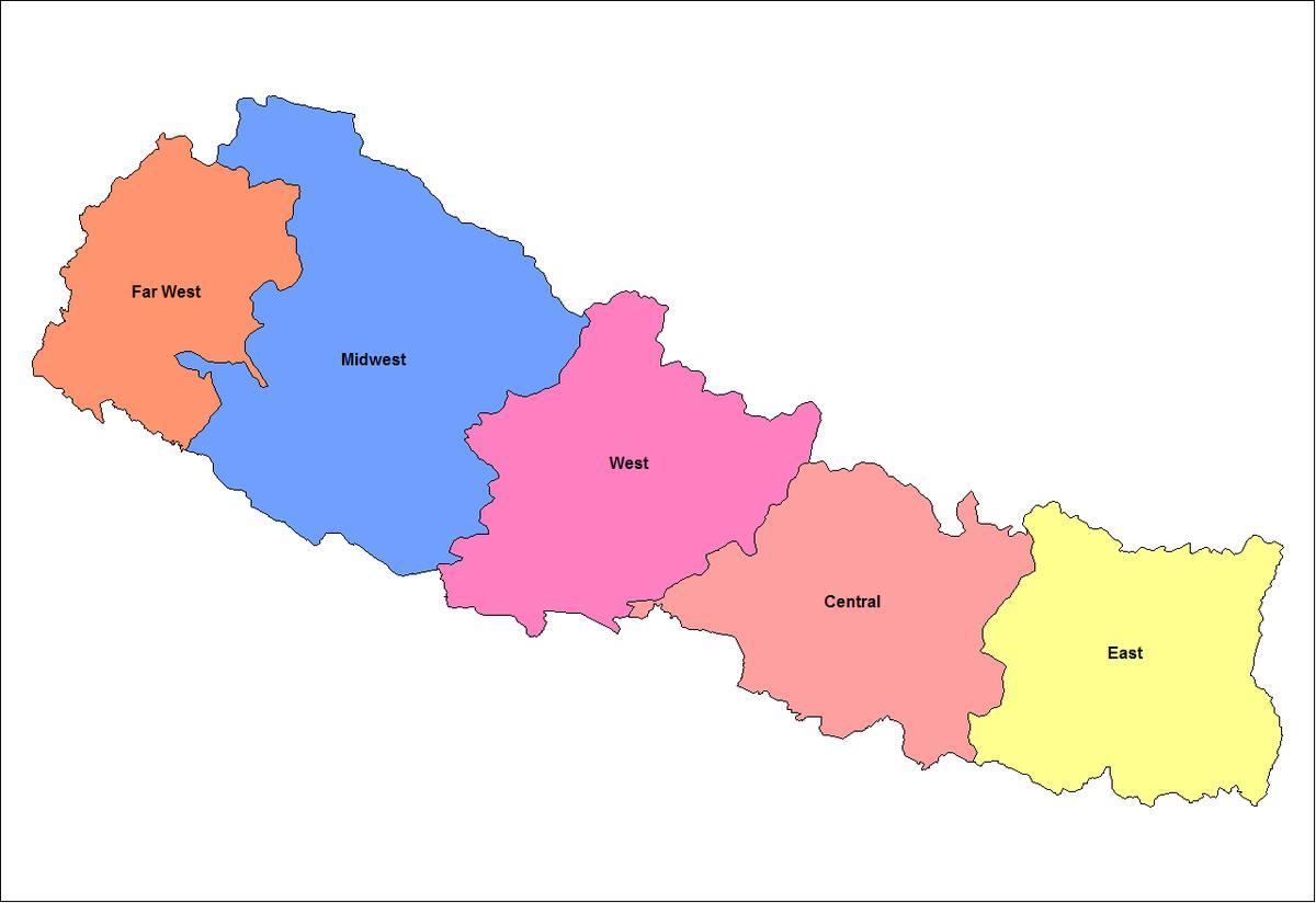 karta över östra utveckling i regionen nepal