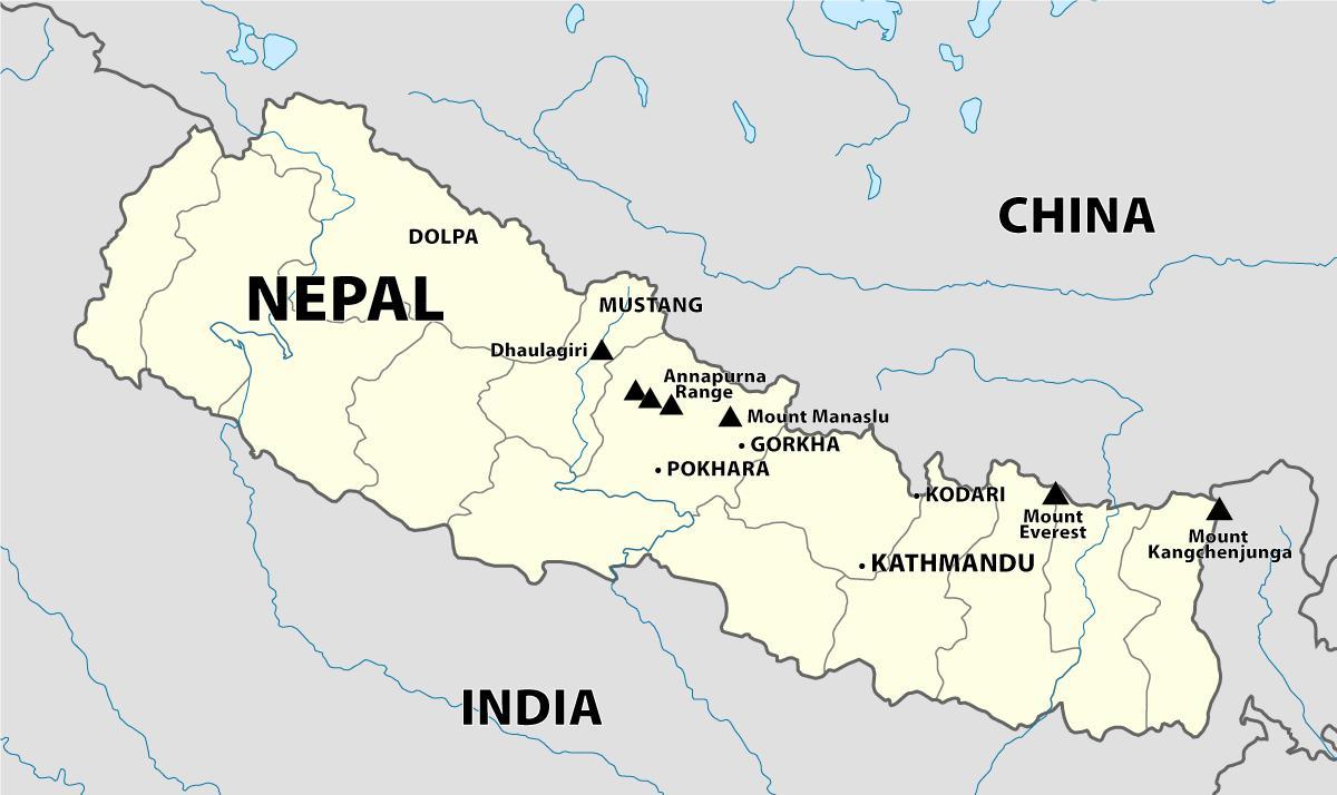 Karta över nepal berg