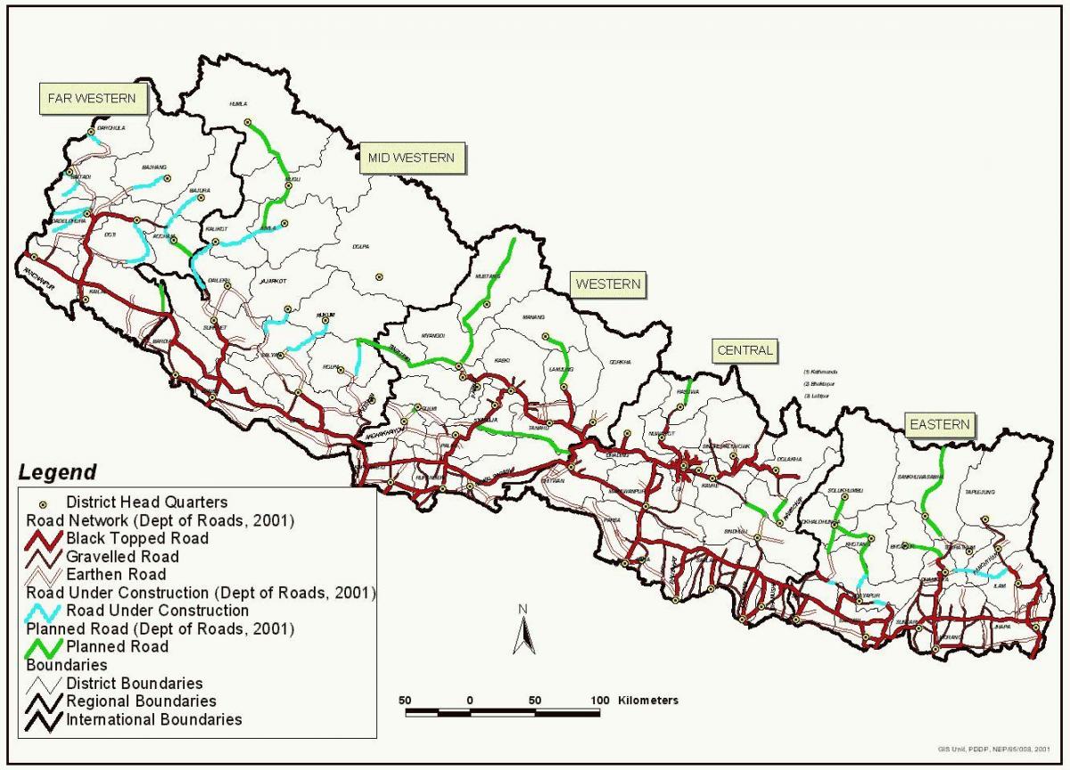 Karta över nepal fast track road