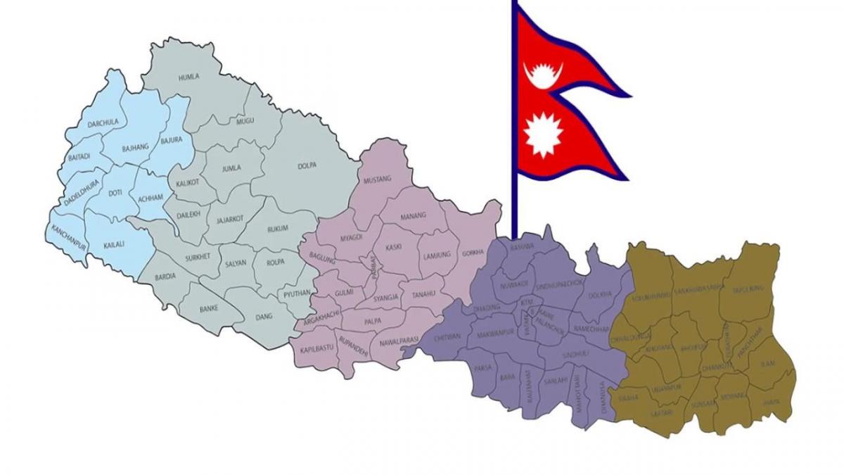 Karta över nepal med flagga