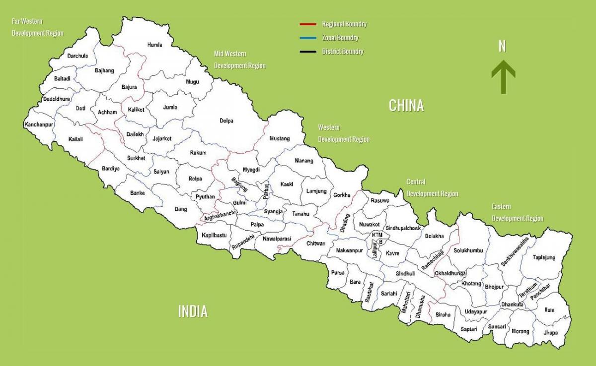 en karta över nepal