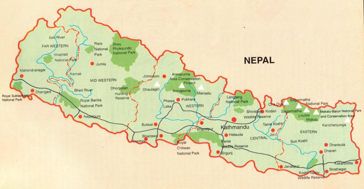 Karta över nepal turistguide