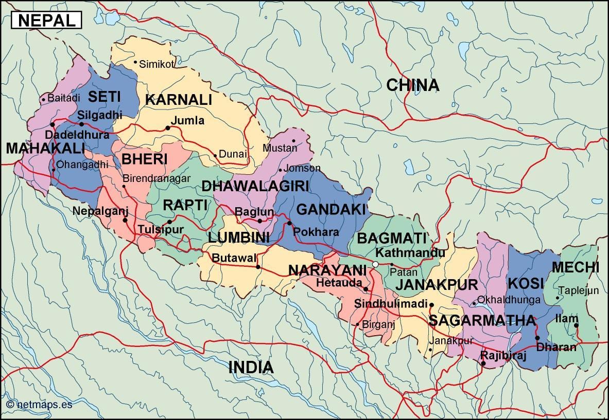 Karta över digitala nepal