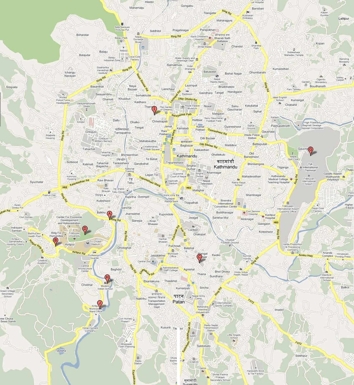 Karta över ktm nepal