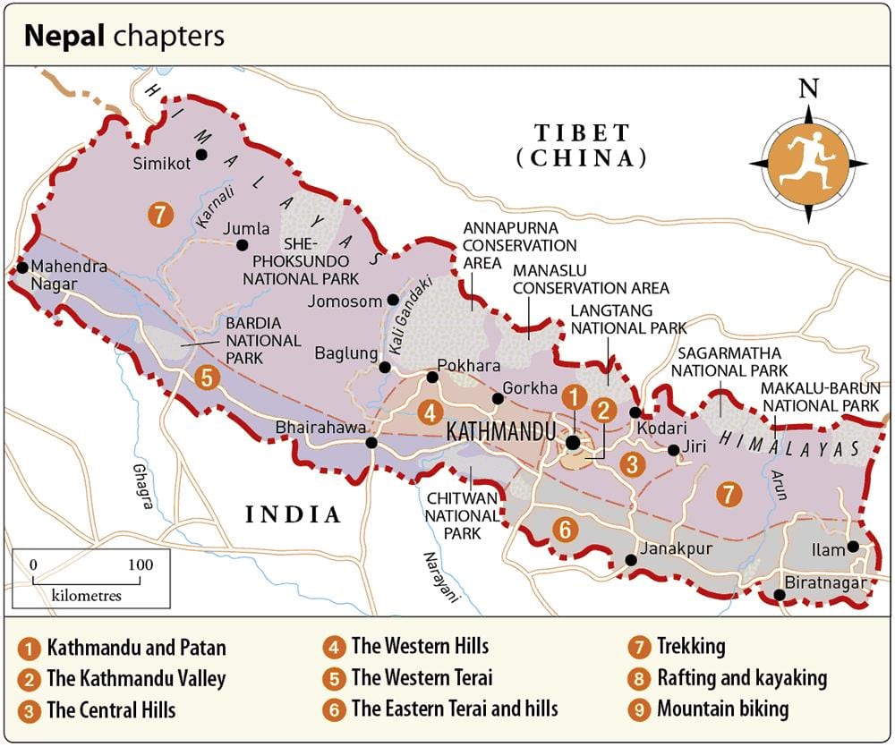 Karta över nepal med tempel