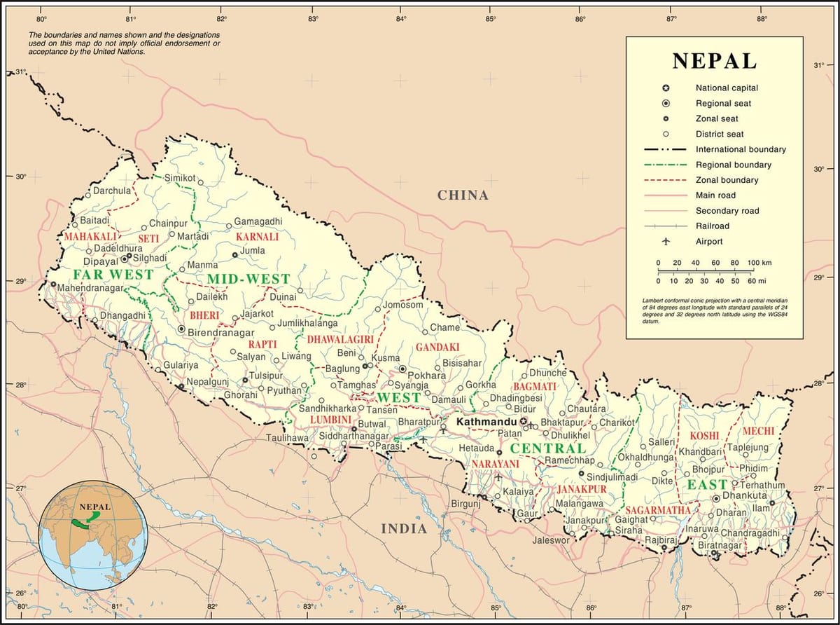 järnvägen karta över nepal