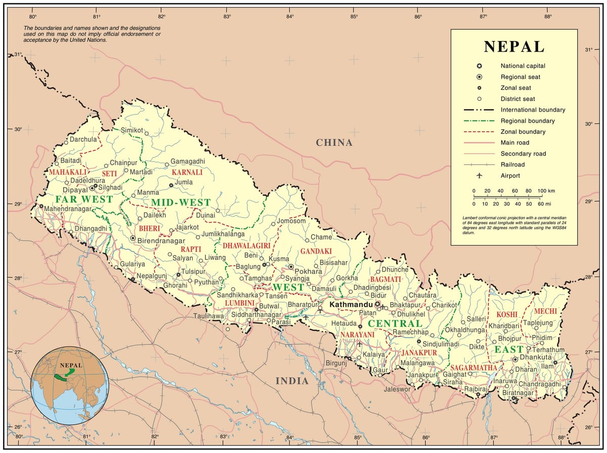 indien nepal border road karta