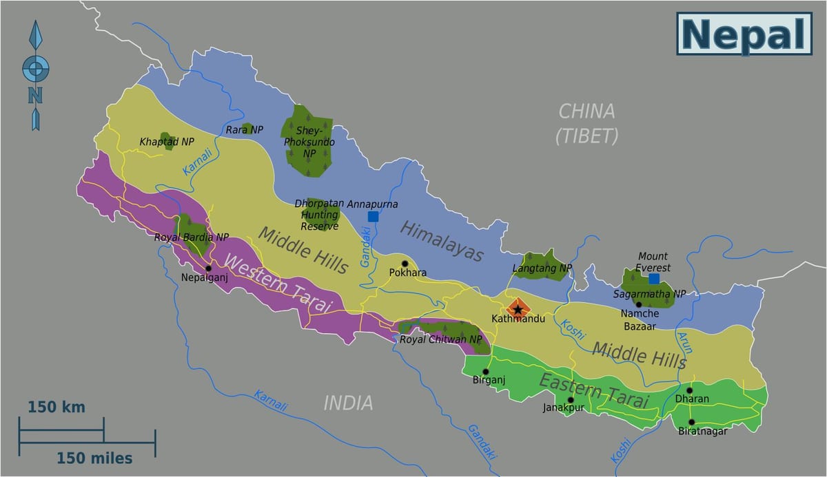 Karta över ursprungliga nepal