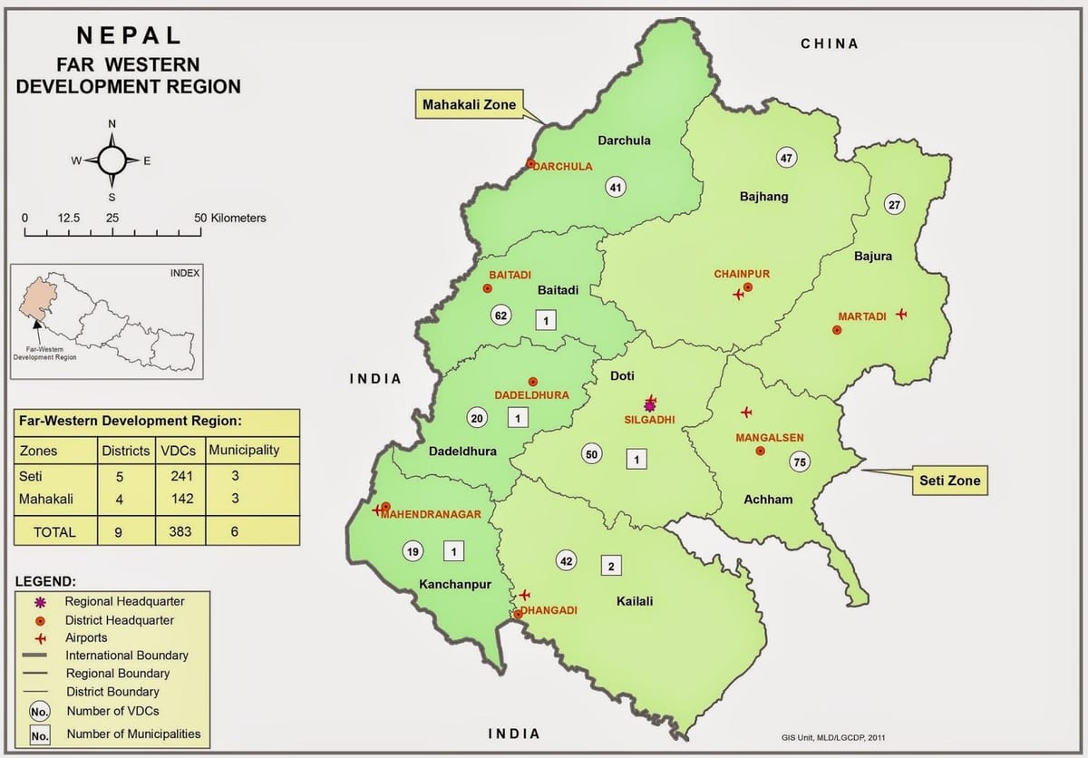 Karta över västra nepal