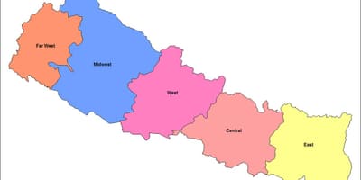 Karta över östra utveckling i regionen nepal