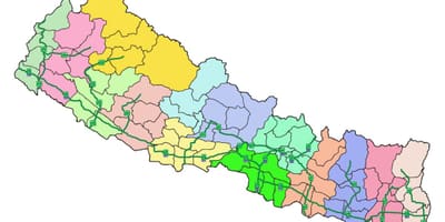 Karta över nepal med större motorvägar