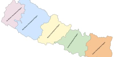 Karta över nepal med utveckling i regionen