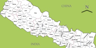 Nepal karta med städer