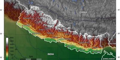 Karta över satellit-nepal