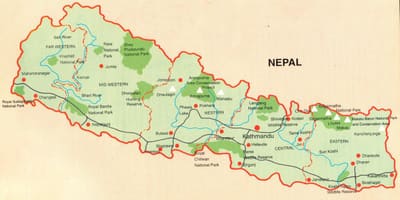 Karta över turist pokhara i nepal