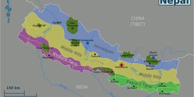 Karta över ursprungliga nepal
