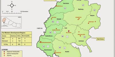 Karta över västra nepal